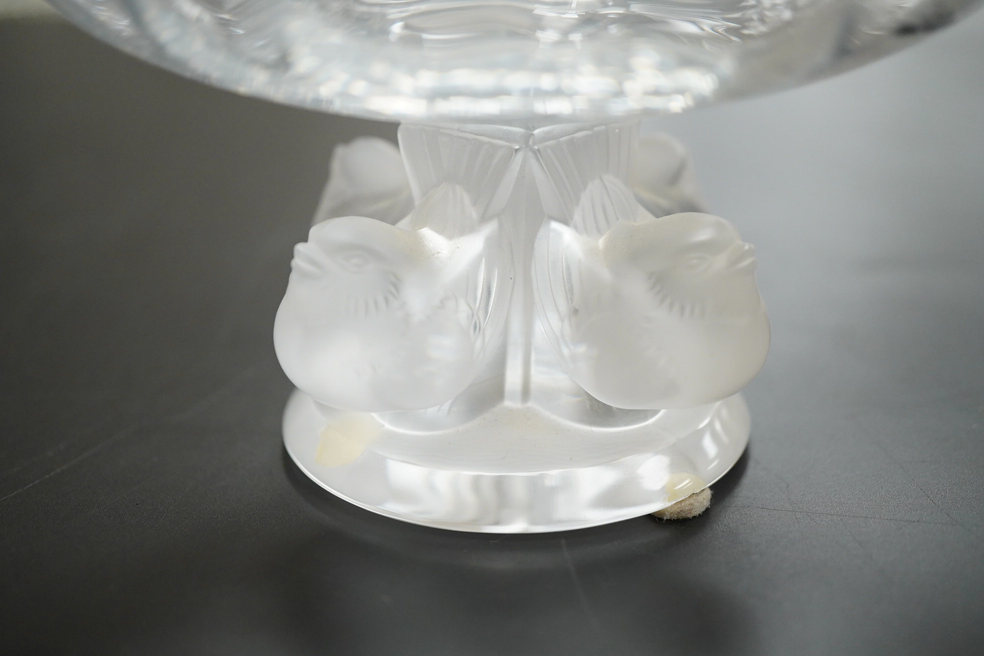 A modern Lalique Nogent pedestal bowl, signed to the base, 14cm in diameter